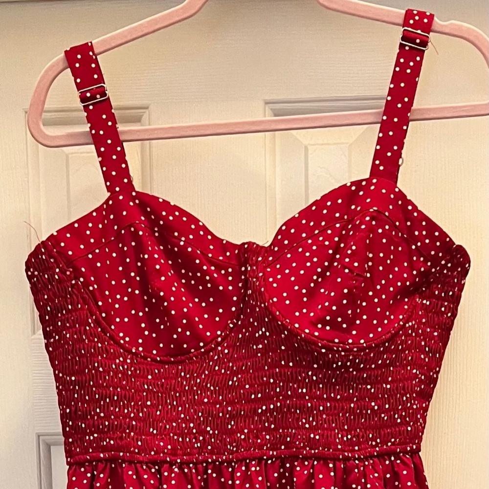 Deep red with polka dots!!